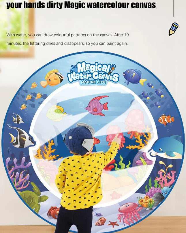 80x80CM Magic Water Drawing Mat Coloring Doodle Mat Montessori Painting Board Painting Pad Magic Pens Kids Educational Toy Gifts