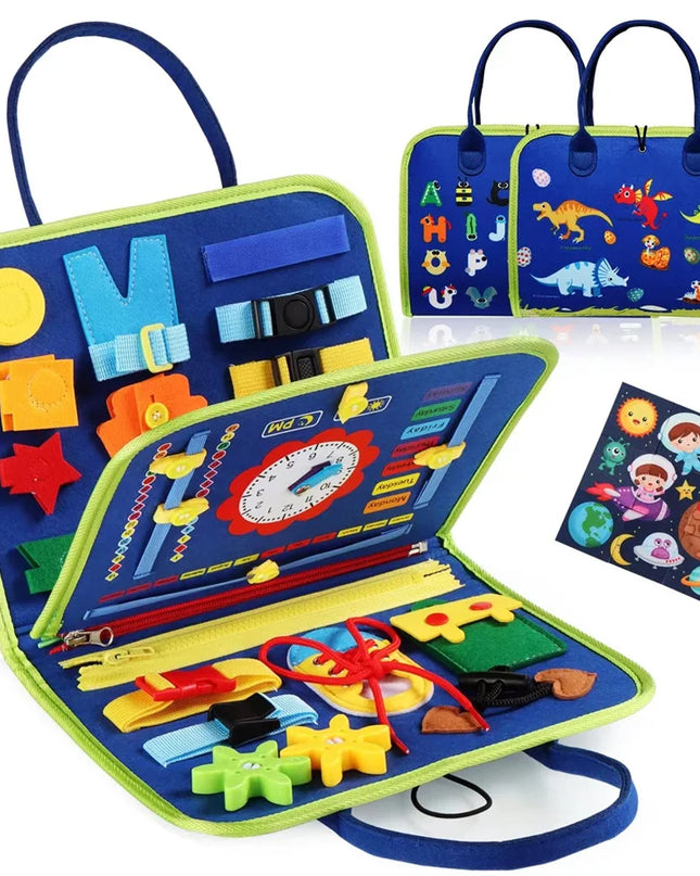 Montessori Busy Board Educational Activity Developing Sensory Board Fine Basic Dress Motor Skills Travel Toy Gift for Boys Girls