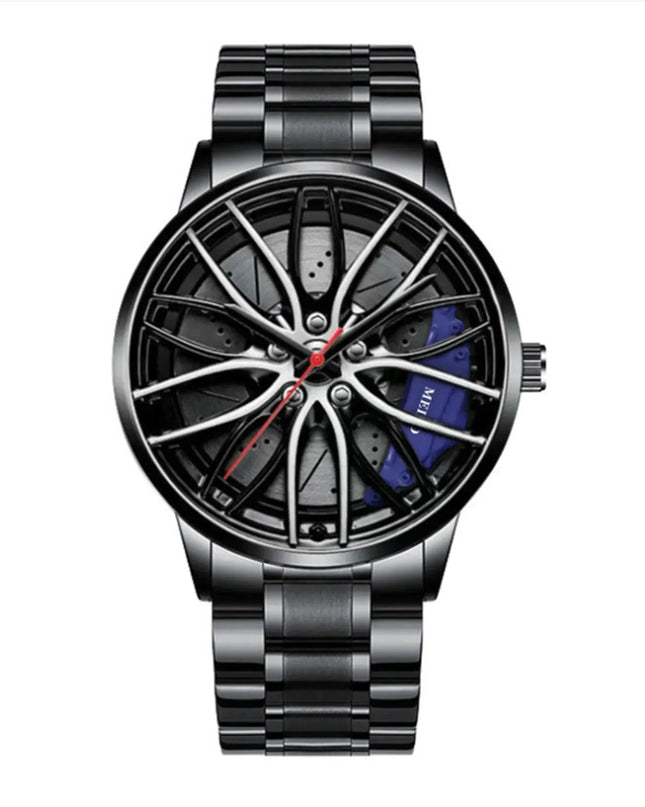 Car Watches For Men,Waterproof Stainless Steel Quartz Wrist Watch Sports Men’s Watches With Car Wheel Rim Hub Design