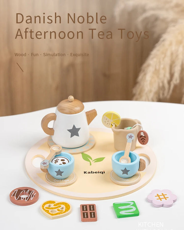 Children's simulation wooden toys, tea set sets, pretend games, baby educational toys, birthday and holiday gifts
