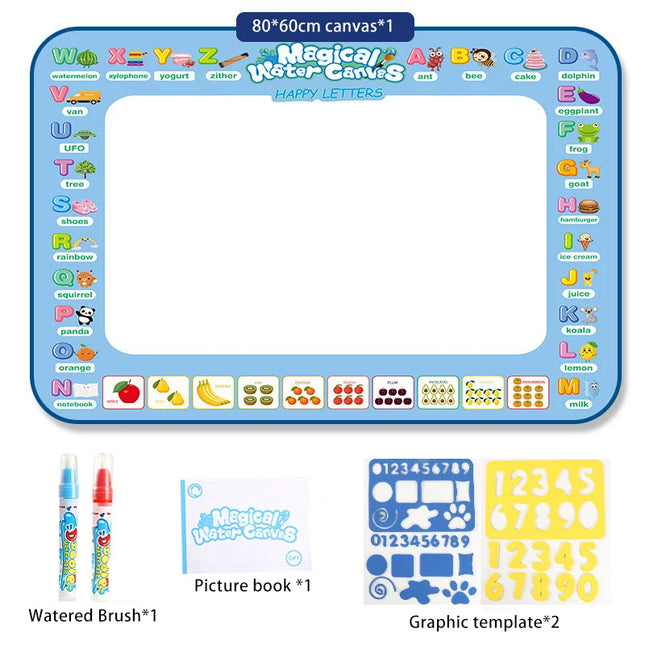 80x80CM Magic Water Drawing Mat Coloring Doodle Mat Montessori Painting Board Painting Pad Magic Pens Kids Educational Toy Gifts