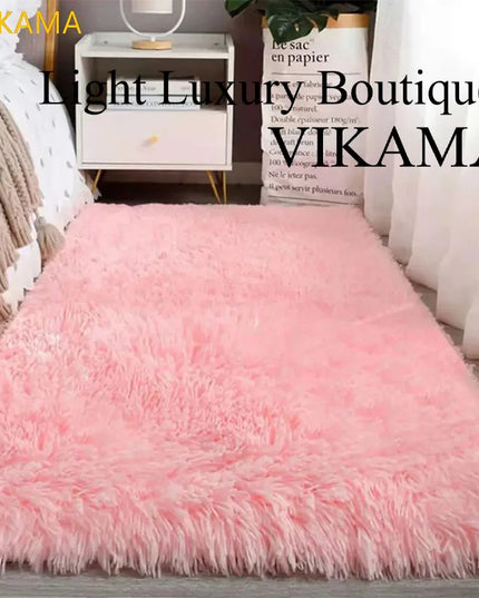 VIKAMA Silk wool Solid Colour Living Room Bedroom Bedside Sofa Soft Mat Home Light Luxury Non-slip Dirty Resistant Washable Rug