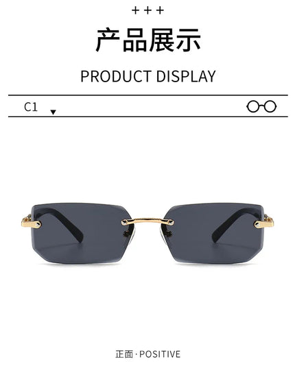 Rimless Sunglasses Rectangle Fashion Popular Women Men Shades Small Square Sun Glasses For Female Male Summer Traveling Oculos