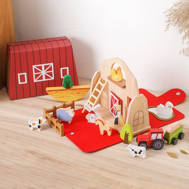 Montessori Game 1Set Of Farm Simulated Wooden Children's Toys Educational Toy Baby Room Decoration Desktop Furnishings Baby Gift
