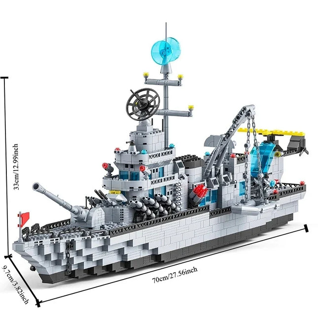 Huge size 1560PCS Navy war ship Army ship model warship 6 in 1 multi-shape combination building blocks to build a boy toy set