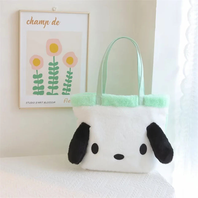 My Melody Kuromi Shoulder Bag Kawaii Japanese Style Plush Bag Pochacco Cinnamoroll HandBag Tote Package For Girl Student Gifts