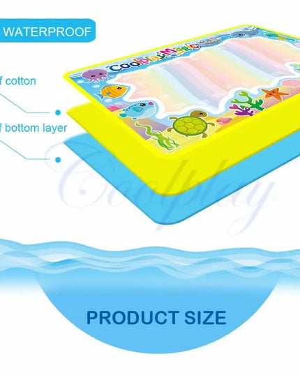 Animal Themes Rainbow Water Drawing Mat with 2 Pens Kids Water Doodle Mat Coloring Books Water Painting Rug Xmas Gift for Kids