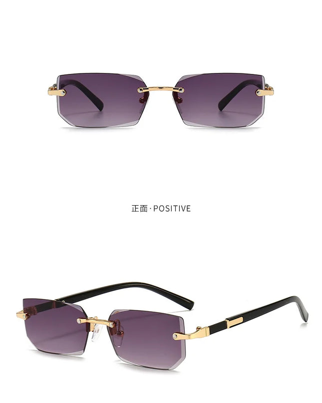 Rimless Sunglasses Rectangle Fashion Popular Women Men Shades Small Square Sun Glasses For Female Male Summer Traveling Oculos