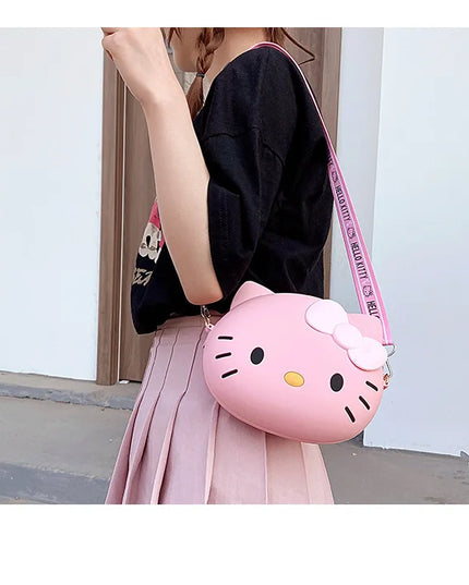 Hello Kitty Silicone Crossbody Bags Women Girls Kawaii 11cm/19cm Messenger Bag 3d Shoulder Small Purse Phone Bag Girlfriend Gift
