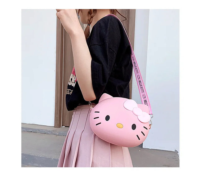 Hello Kitty Silicone Crossbody Bags Women Girls Kawaii 11cm/19cm Messenger Bag 3d Shoulder Small Purse Phone Bag Girlfriend Gift