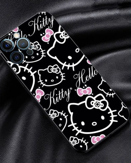 Phone Case For iPhone 11 12 13 14 Pro Max Mini XS XR X 8 7 6S 6 15 se Plus Black Silicone Cover Fundas Cute Cool Hello Kitty Cat