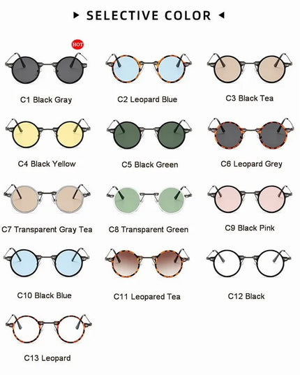 Round Sunglasses For Men Women Retro  Steampunk Sun Glasses Male Female Brand Designer Metal Frame Eyewear Shades Oculos De Sol