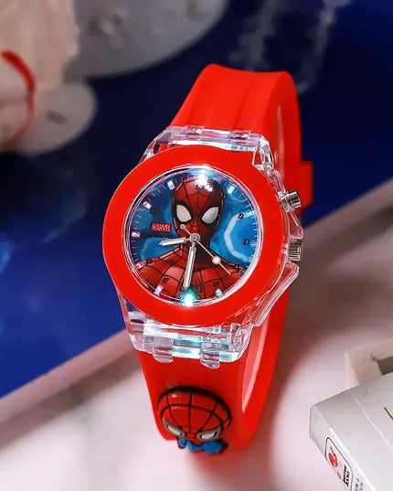 Disney Fashion Minnie Children's Watch Mickey Mouse Children's Flash Light Cartoon Figure Doll Boys Girls Birthday Gifts