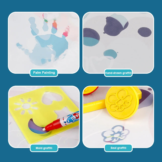 100*80CM Magic Water Doodle Mat for Kids - Reusable Waterproof Drawing Board with Magic Pens, Educational Art Toy for kids