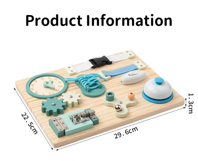 Montessori Busy Board for Toddlers Wooden Activity Sensory Board for Fine Motor Skills Travel Educational Learning  Toys for Kid