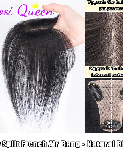 AOSI Synthetic Eight-character Bangs Wig For Women With High Hair Volume And High Skull Covering Gray Hair Replacement Wig