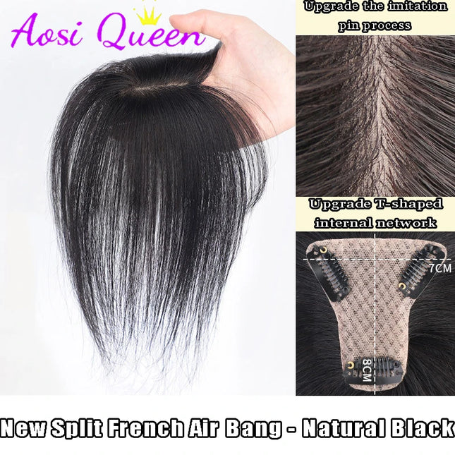 AOSI Synthetic Eight-character Bangs Wig For Women With High Hair Volume And High Skull Covering Gray Hair Replacement Wig
