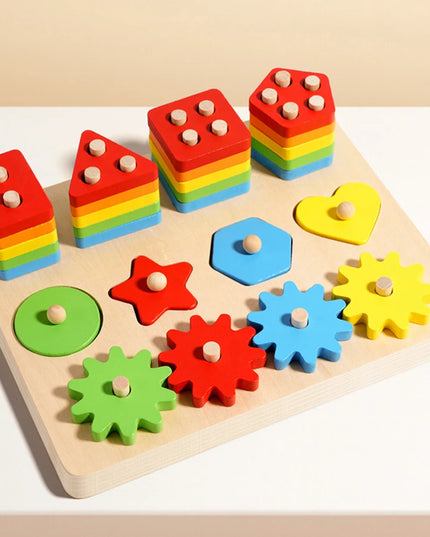 Montessori Educational Wooden Toys Preschool Children Busy Board Count Shape Colors Match Puzzle Learning Toys Gifts