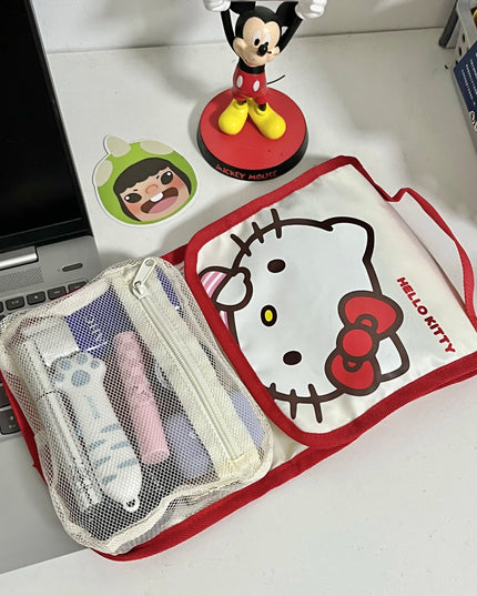 Cute Portable Travel Wash Up Storage Bag Girls Gifts Hello Kitty Kuromi Stitch KT Cat Cartoon Cosmetic Bag For Girl Kawaii Gifts