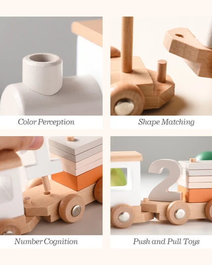 Montessori Toys Wooden Train Birthday Toy Baby Educational Toys Wooden Trolley Baby Learning Toys Number Of Wood Baby Toys Gifts