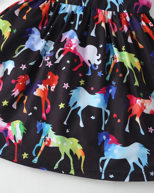 New Baby Girl Clothes Dress Casual Color Unicorn Dinosaur Lovely Korean Summer Cotton Clothing Children Kids Baby Girl Dresses