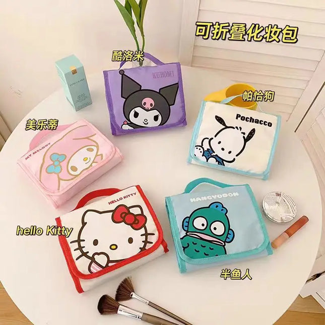 Cute Portable Travel Wash Up Storage Bag Girls Gifts Hello Kitty Kuromi Stitch KT Cat Cartoon Cosmetic Bag For Girl Kawaii Gifts