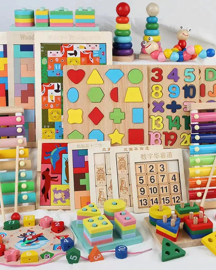 Montessori Wooden Games Baby Toys Puzzle Geometry Educational Games Kids Development Early Learning Toys For Children 1 Year 2
