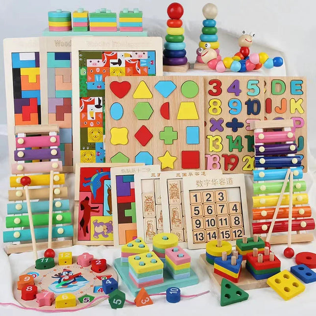 Montessori Wooden Games Baby Toys Puzzle Geometry Educational Games Kids Development Early Learning Toys For Children 1 Year 2