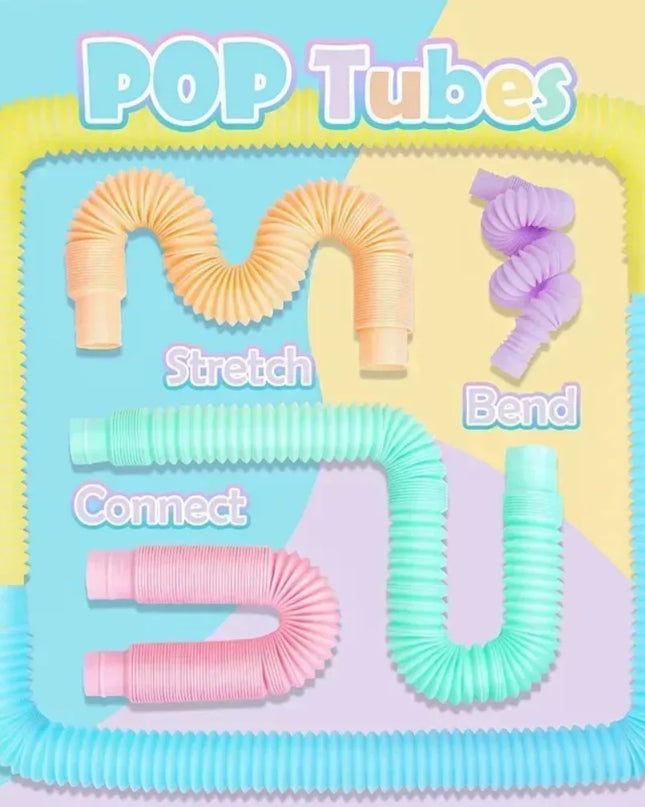 6 12 18 24 30 Pcs Pop Tubes Sensory Toys Fidget Stress Relief Decompression Finger Squeeze Toy Telescopic Tube for Kids Teenager
