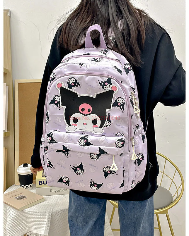 Sanrio Backpack For Kids Cartoon Hello Kitty Kuromi Bookbag Student Teenager Girl Boy Nylon Shoulders Bag Schoolbag Kawaii Bags