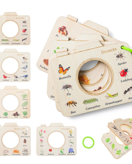 Montessori Wood Book Toys Educational Toys Outdoor Animals Plants Cognitive Puzzle Toys for Kids Wooden 0 12 Months Baby Toys