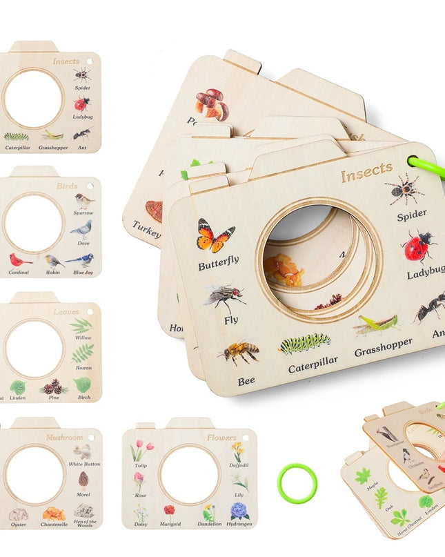 Montessori Wood Book Toys Educational Toys Outdoor Animals Plants Cognitive Puzzle Toys for Kids Wooden 0 12 Months Baby Toys