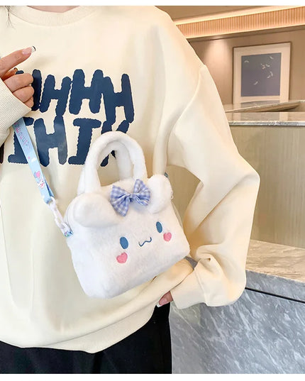 Sanrio Plush Bag Kawaii Kuromi Cinnamoroll Melody Cartoon Anime Handbag Crossbody Cosmetic Travel Storage Bags Women Girls Gifts