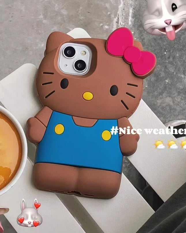 Couple Gift Blue Braces Hello Kitty Cartoon Silicon Back Phone Case for iPhone 12 13 Pro 11 14 15 Pro Max 13 14 Luxury Shell