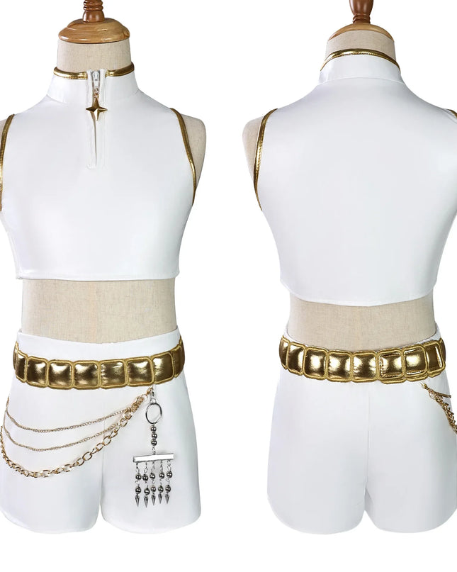 Anime Zoey Rumi Mira Cosplay Costume White PU Leather Uniform Role Play for Party Halloween Carnival Outfits