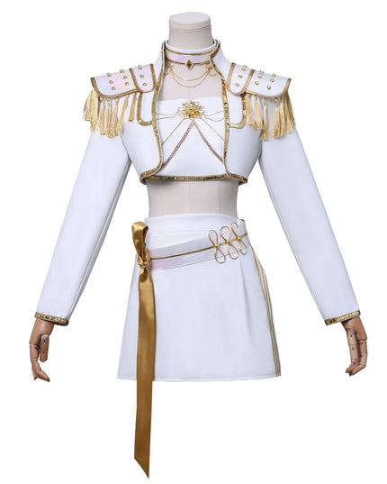 Anime Mira White PU Uniform Cosplay Costume Wig Woman Christmas Halloween Party Clothing