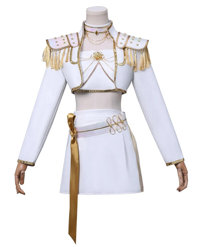 Anime Mira White PU Uniform Cosplay Costume Wig Woman Christmas Halloween Party Clothing