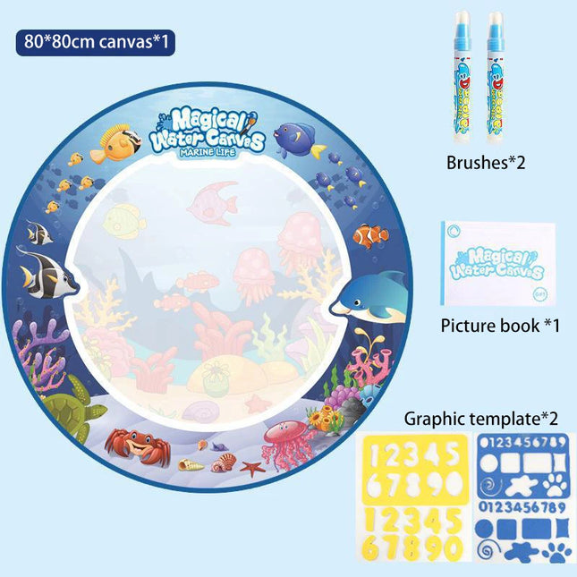 80x80CM Magic Water Drawing Mat Coloring Doodle Mat Montessori Painting Board Painting Pad Magic Pens Kids Educational Toy Gifts
