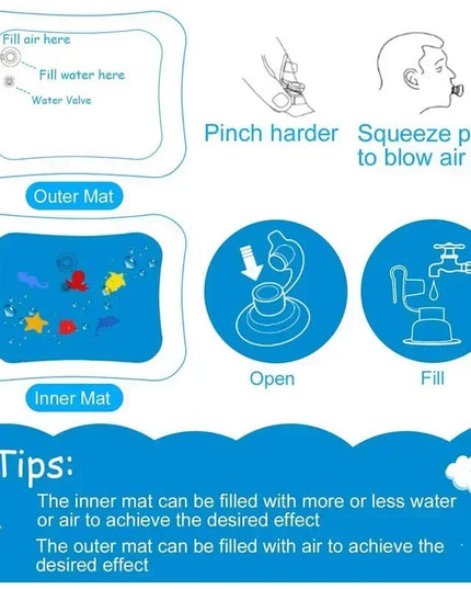 Baby Water Play Mat Early Education Developing Activity Toys Inflatable Cushion PVC Infant Tummy Time Toddler Water Pad for Kids