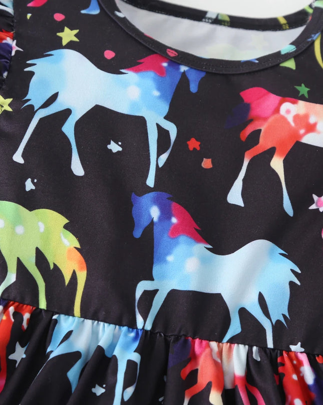New Baby Girl Clothes Dress Casual Color Unicorn Dinosaur Lovely Korean Summer Cotton Clothing Children Kids Baby Girl Dresses