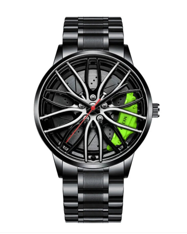 Car Watches For Men,Waterproof Stainless Steel Quartz Wrist Watch Sports Men’s Watches With Car Wheel Rim Hub Design
