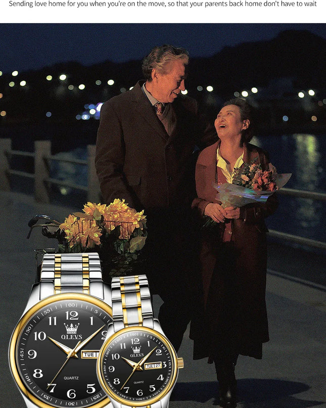 OLEVS 5567 Couple Watches Waterproof Luminous Wristwatch for Lover Date Men‘s and Women's Wristwatch Simple Fashion