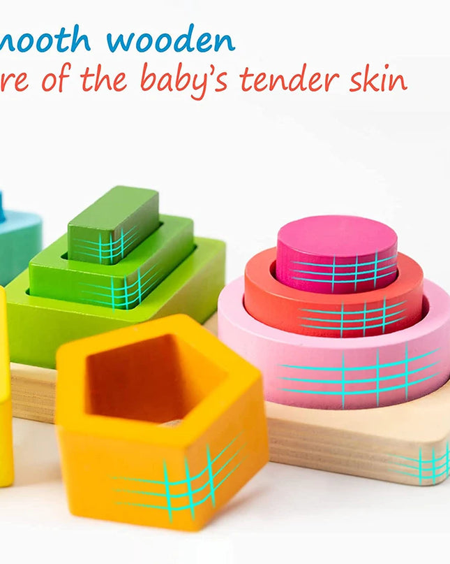 Montessori Wood Toys for Kids Wooden Sorting Stacking Toys for Baby Toddlers Educational Shape Color Sorter Preschool Kids Gifts