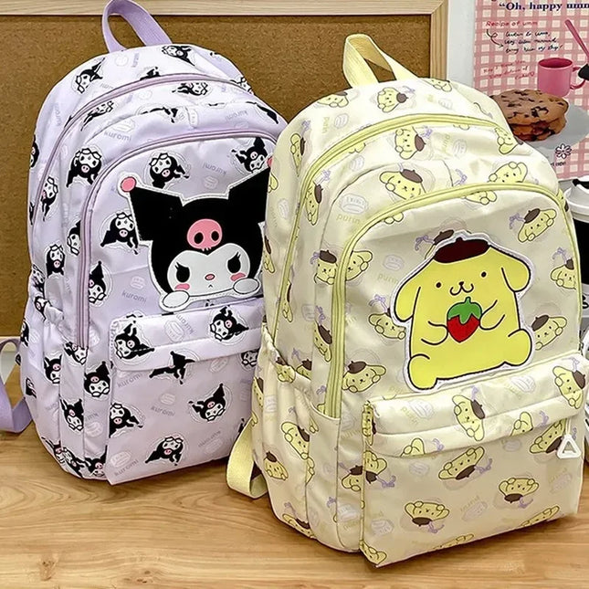 Sanrio Backpack For Kids Cartoon Hello Kitty Kuromi Bookbag Student Teenager Girl Boy Nylon Shoulders Bag Schoolbag Kawaii Bags