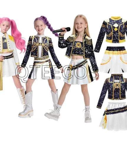 New Kids K-pop Demon Hunters Cosplay Mira Rumi Zoey Costume Girls Uniform Halloween Party 3D Printed Disguise Party Costumes