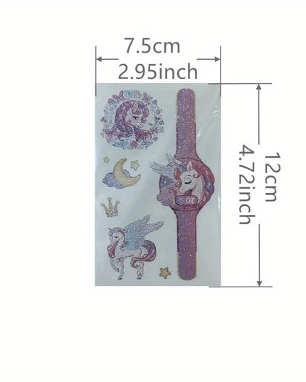 14 Sheets Glittering Unicorn Tattoo Stickers for Personalized Decoration, Temporary Tattoos for Children Kids