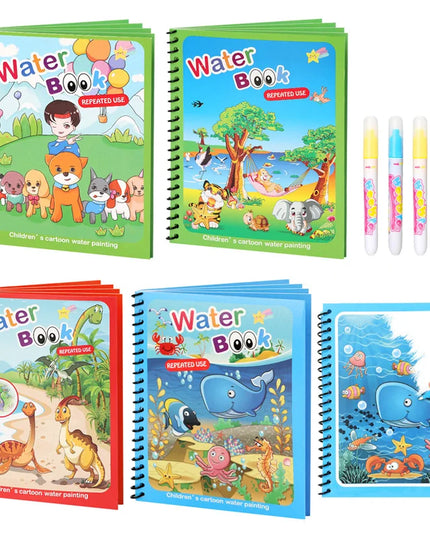 Montessori Toys Reusable Coloring Book Magic Water Drawing Book for Kids Toddler Toy Painting Book Educational Toys for Children