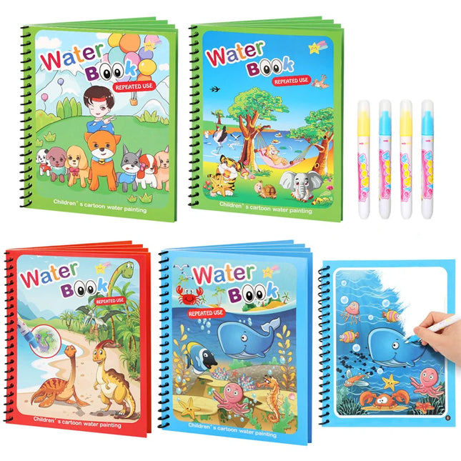Montessori Toys Reusable Coloring Book Magic Water Drawing Book for Kids Toddler Toy Painting Book Educational Toys for Children