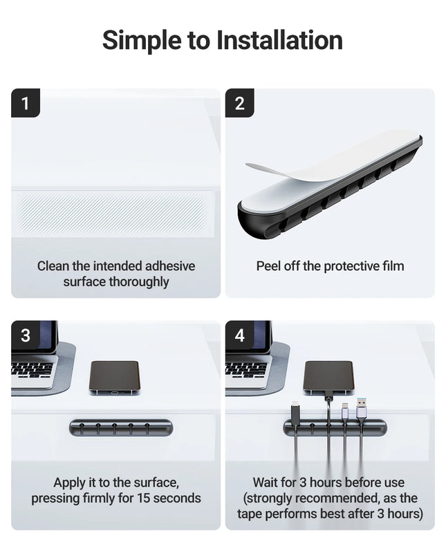 Adhesive Cable Holder Clips Cord Management Wire Organizer for Desktop USB Charging Cable Nightstand Power Cord Mouse Cable 1pc