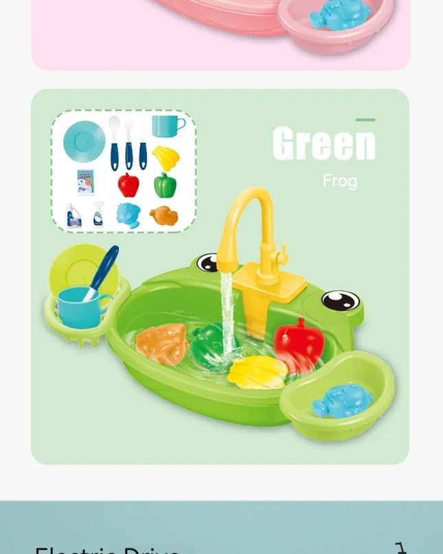 Toy Kitchen Set for Toddlers with Electric Circulating Water, Dishwasher Sink, Imaginative Pretend Play for Kids Boys Girls Ages